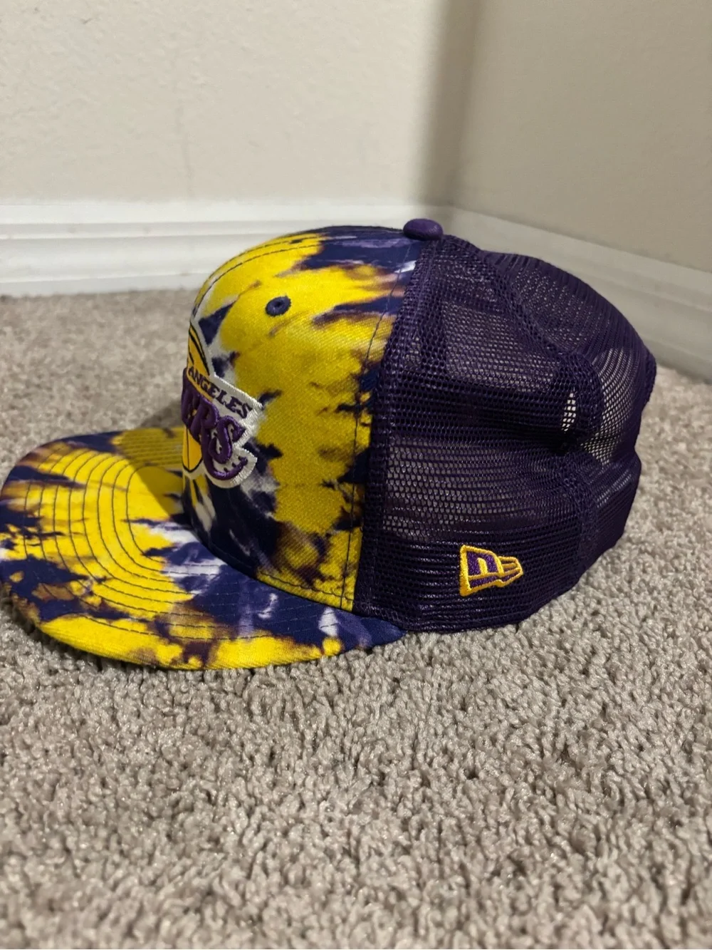 Tie-Dye Snapback Cap - Yellow & Purple